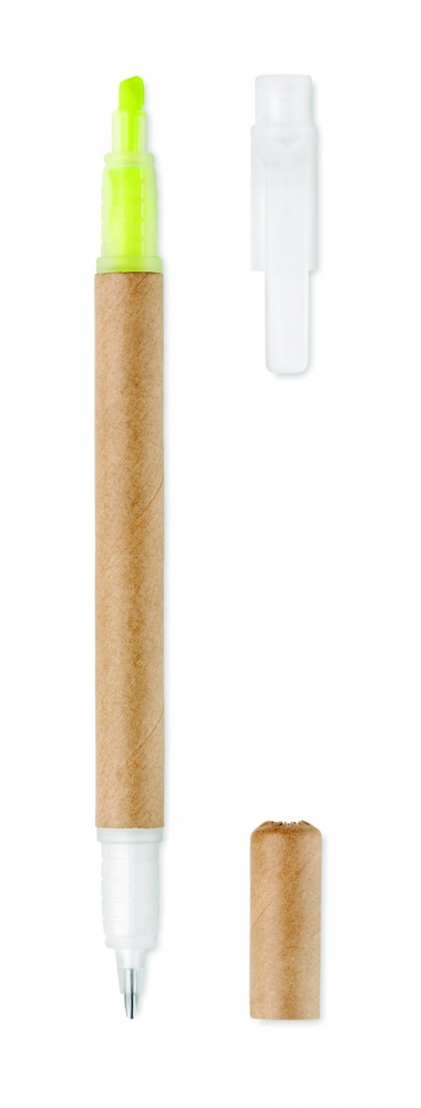 Logotrade corporate gift picture of: 2 in 1 carton pen highlighter